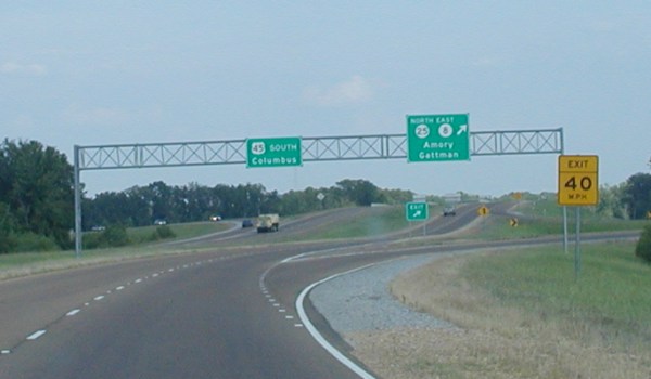 U.S. 45 interchange with MS 25 north/MS 8 east.